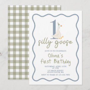 Een Gekke Gans blauw en groen Kaart