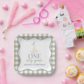 Een Gekke Gans blauw en groen Papieren Bordje (Feest)