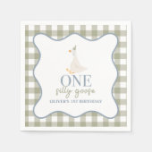 Een Gekke Gans blauw en groen Servet (Voorkant)