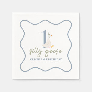 Een Gekke Gans blauw en groen Servet