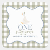 Een Gekke Gans blauw en groen Vierkante Sticker (Voorkant)