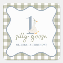 Een Gekke Gans blauw en groen Vierkante Sticker