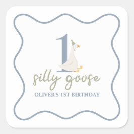 Een Gekke Gans blauw en groen Vierkante Sticker