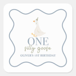 Een Gekke Gans blauw en groen Vierkante Sticker