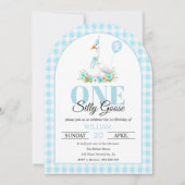 Eén gekke gans, blauwe geruite jongen wordt één ja kaart (Voorkant)