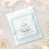 Een gekke gans, Blue Gingham Boy's 1st Birthday Bedankzakje (Geknipt)
