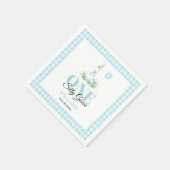Een gekke gans, Blue Gingham Boy's 1st Birthday Servet (Hoek)