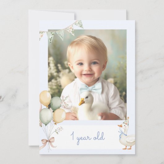 Een gekke gans Boy Photo maandelijks banner kaart (Voorkant)