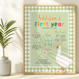 Een Gekke Gans Eerste Jaar Verjaardag Mijlpaal Perfect Poster