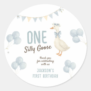 Een Gekke Gans Eerste Verjaardag Bedankt Ronde Sticker