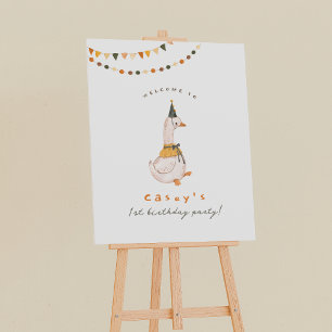 Een Gekke Gans Eerste Verjaardag Feest Welkom Teke Poster