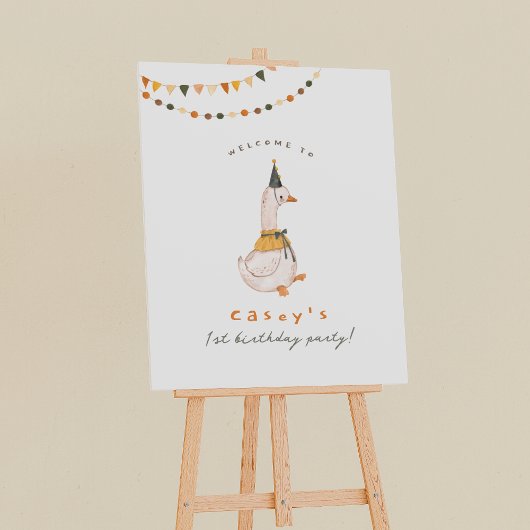 Een Gekke Gans Eerste Verjaardag Feest Welkom Teke Poster