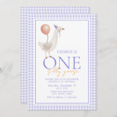 Een Gekke Gans Eerste Verjaardag Kaart (Voorkant / Achterkant)