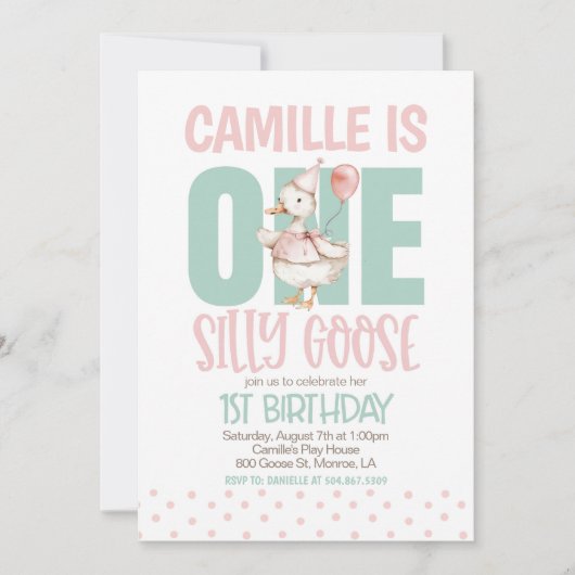 Een Gekke Gans Eerste Verjaardag Kaart (Voorkant)