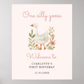 Een Gekke Gans Eerste Verjaardag Meisje Welkom Pos Poster (Voorkant)