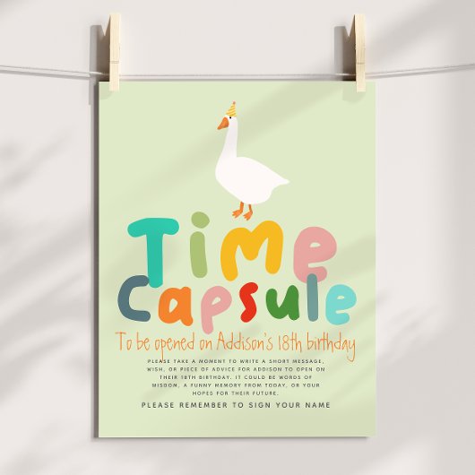 Een Gekke Gans Eerste Verjaardag Time Capsule Sign Perfect Poster