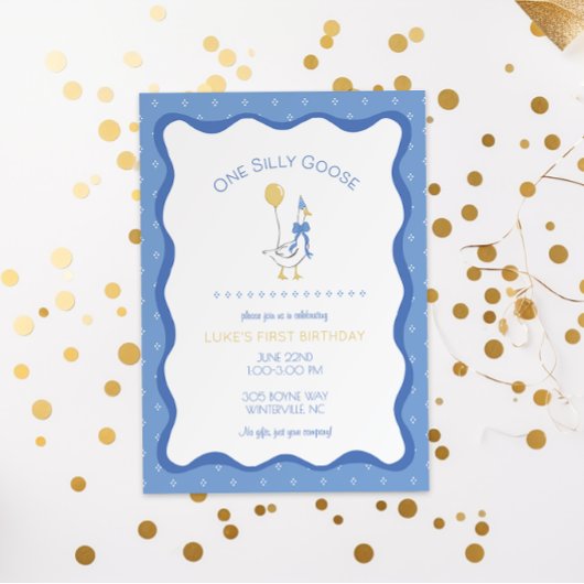  Een Gekke Gans Eerste Verjaardag Uitnodiging
