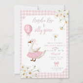 Een Gekke Gans Eerste Verjaardag Uitnodiging Roze (Voorkant)