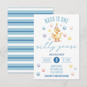 Een Gekke gans, eerste verjaardagsfeestje Kaart (Voorkant / Achterkant)