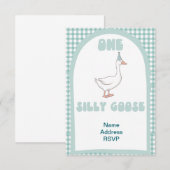 Een gekke gans eerste verjaardagsuitnodiging kaart (Voorkant / Achterkant)