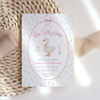 Een Gekke Gans Elegant Meisje 1e Verjaardag Kaart