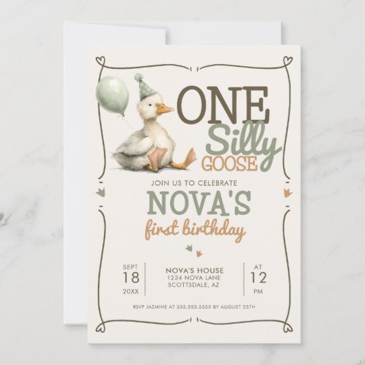 Een Gekke Gans Gepersonaliseerd 1e Verjaardagsfees Kaart (Voorkant)