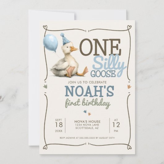 Een Gekke Gans Gepersonaliseerd 1e Verjaardagsfees Kaart (Voorkant)