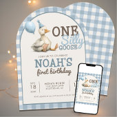 Een Gekke Gans Gepersonaliseerd Blauw 1e Verjaarda Kaart