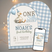 Een Gekke Gans Gepersonaliseerd Blauw 1e Verjaarda Kaart