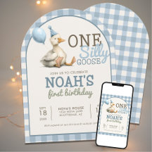 Een Gekke Gans Gepersonaliseerd Blauw 1e Verjaarda