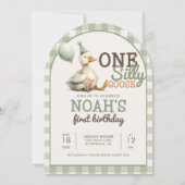 Een Gekke Gans Gepersonaliseerd Groen 1e Verjaarda Kaart (Voorkant)