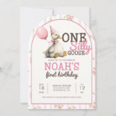 Een Gekke Gans Gepersonaliseerde 1e Verjaardagsboo Kaart (Voorkant)