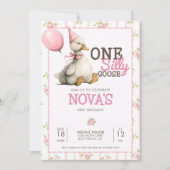Een Gekke Gans Gepersonaliseerde Roze 1e Verjaarda Kaart (Voorkant)