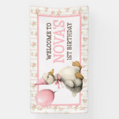 Een Gekke Gans Gepersonaliseerde Roze 1e Verjaarda Spandoek (Verticaal)