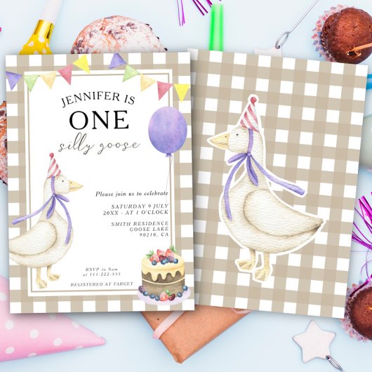Een Gekke Gans Geslachtsneutraal Eerste Verjaardag Kaart