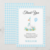 Een gekke gans jongen 1e verjaardag blauw Dank u Bedankkaart (Voorkant / Achterkant)