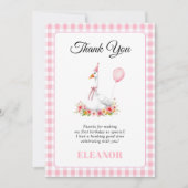 Een gekke gans meisje 1e verjaardag roze dank u bedankkaart (Voorkant)