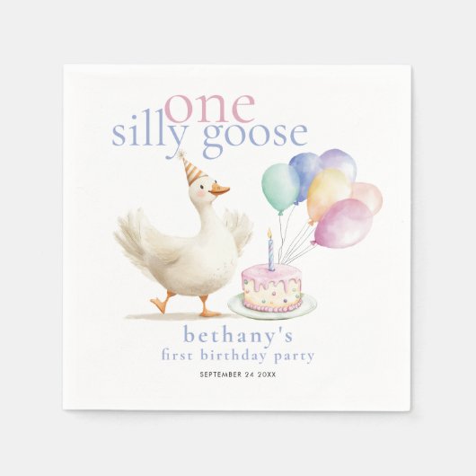 Een Gekke Gans Naam Datum 1e Verjaardag Servet (Voorkant)