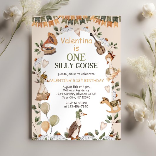 Een Gekke Gans Neutraal Eerste 1e Verjaardag Kaart