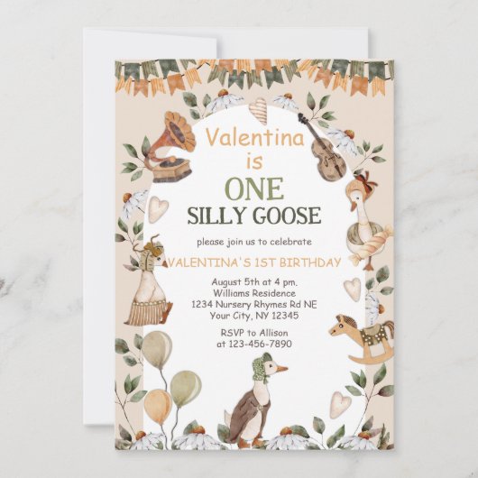 Een Gekke Gans  Neutraal Eerste 1e Verjaardag Kaart (Voorkant)