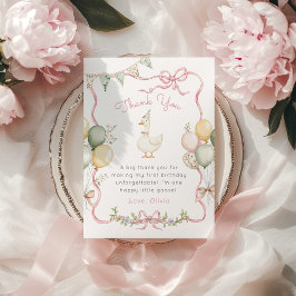 Een gekke gans Pink Bow Verjaardag Dank u kaart