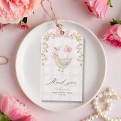 Een Gekke Gans  Roze 1e verjaardag gunst Cadeaulabel