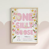 Een Gekke gans | Roze Bloemen Meisjes 1e Verjaarda Poster