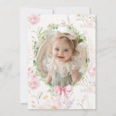 Een Gekke Gans Roze Bow Meisje Foto 1e Verjaardag Kaart (Achterkant)