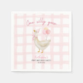 Een Gekke Gans  Roze Eend 1e Verjaardag Servet (Voorkant)