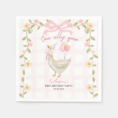 Een Gekke Gans  Roze Eend 1e Verjaardag Servet (Voorkant)