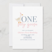 Een Gekke Gans roze en blauw Kaart (Voorkant)