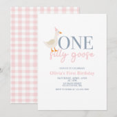 Een Gekke Gans roze en blauw Kaart (Voorkant / Achterkant)