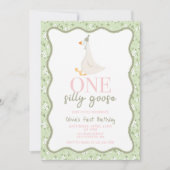 Een Gekke Gans roze en groen Kaart (Voorkant)