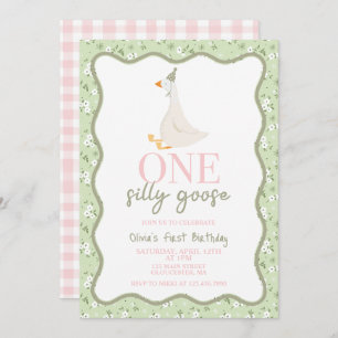 Een Gekke Gans roze en groen Kaart
